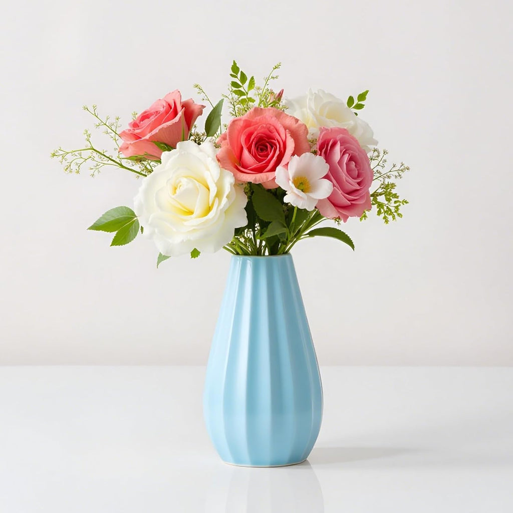 Blue Classic Elegant Ceramic Vase 7.1 inch for Wedding Valentine for Women
