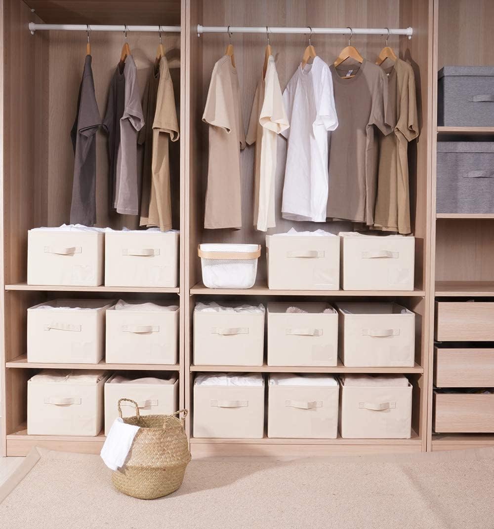 Fabric Storage Bins 10.6 x 10.6 x 11 Storage Cubes 1 Pack Warm Beige