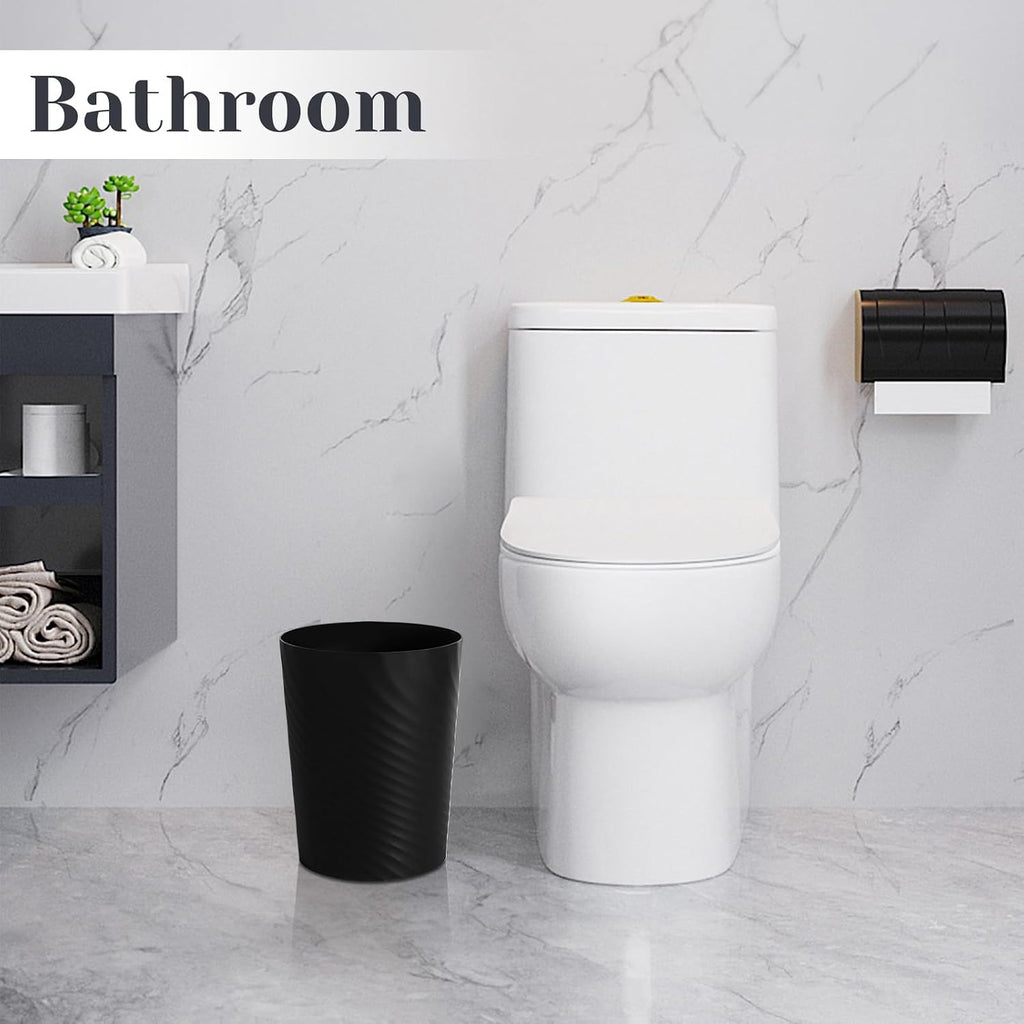 UUJOLY Small Bathroom Trash Can with Bags Garbage Can, 3 Pack, Black