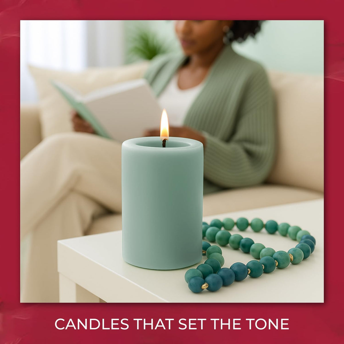 Biedermann & Sons Seafoam Green Pillar Candles (6 Pack), 4 Inch Tall 3 Inch Wide Round, Unscented Paraffin Wax, Approx 40 to 45 Hour Burn, Dripless Candles for Centerpieces