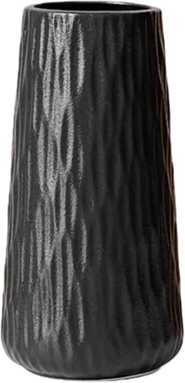 7.87" Ceramic Vase, Flower Vase, Ceramic Vase for Flowers, Vase for Dining Room, Bed Room, Reading Room, Office Decor (Black1)