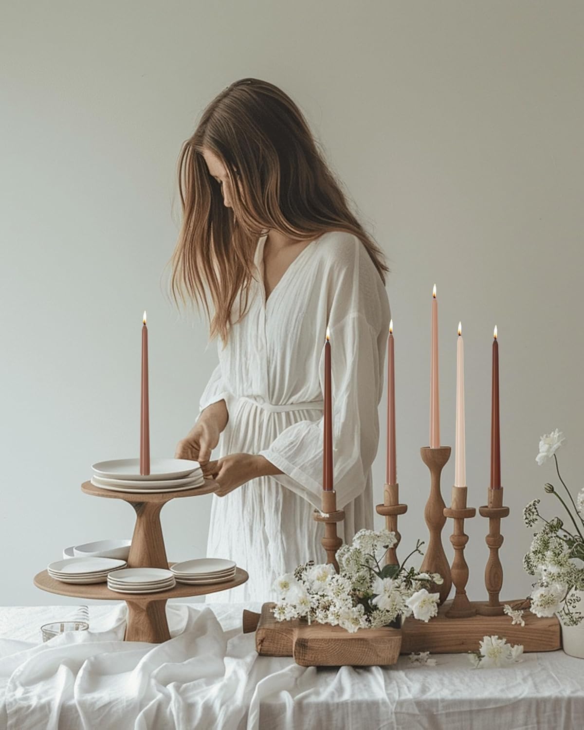 6 Pack Taper Candles - Taper Candles 12 Inch Dripless, Smokeless & Unscented - 8 Hours Long Burning - Hand Poured Tall Candlesticks - Ideal for Weddings, Dinner Parties, and Home Decor