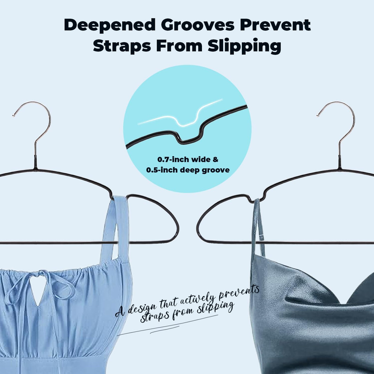 Black Metal Hangers 30 Pack, 16.5" Rubber Coated Non Slip Hanger