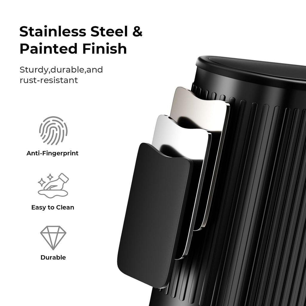 1.8 Gallon Small Bathroom Trash Can with Lid, Press-Top, Black