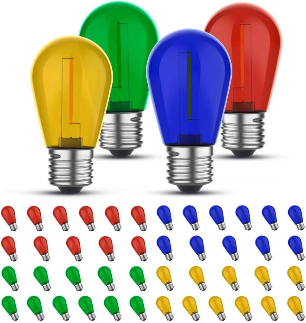 GvvooHome Colored Light Bulbs 48 Pack, S14 Bulbs for Outdoor String Lights