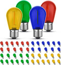 GvvooHome Colored Light Bulbs 48 Pack, S14 Bulbs for Outdoor String Lights