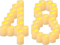 48 Pack 1.5" x 2" Votive Candles Battery Operated, Flameless Flickering LED Votive Tea Light Candles, Electric Powered Outdoor Flicker Candles Bulk for Holiday Wedding Halloween Home Decorations