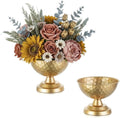 Sziqiqi Gold Urn Vase Wedding Centrepiece, Honeycomb Compote Vases, 2Pcs
