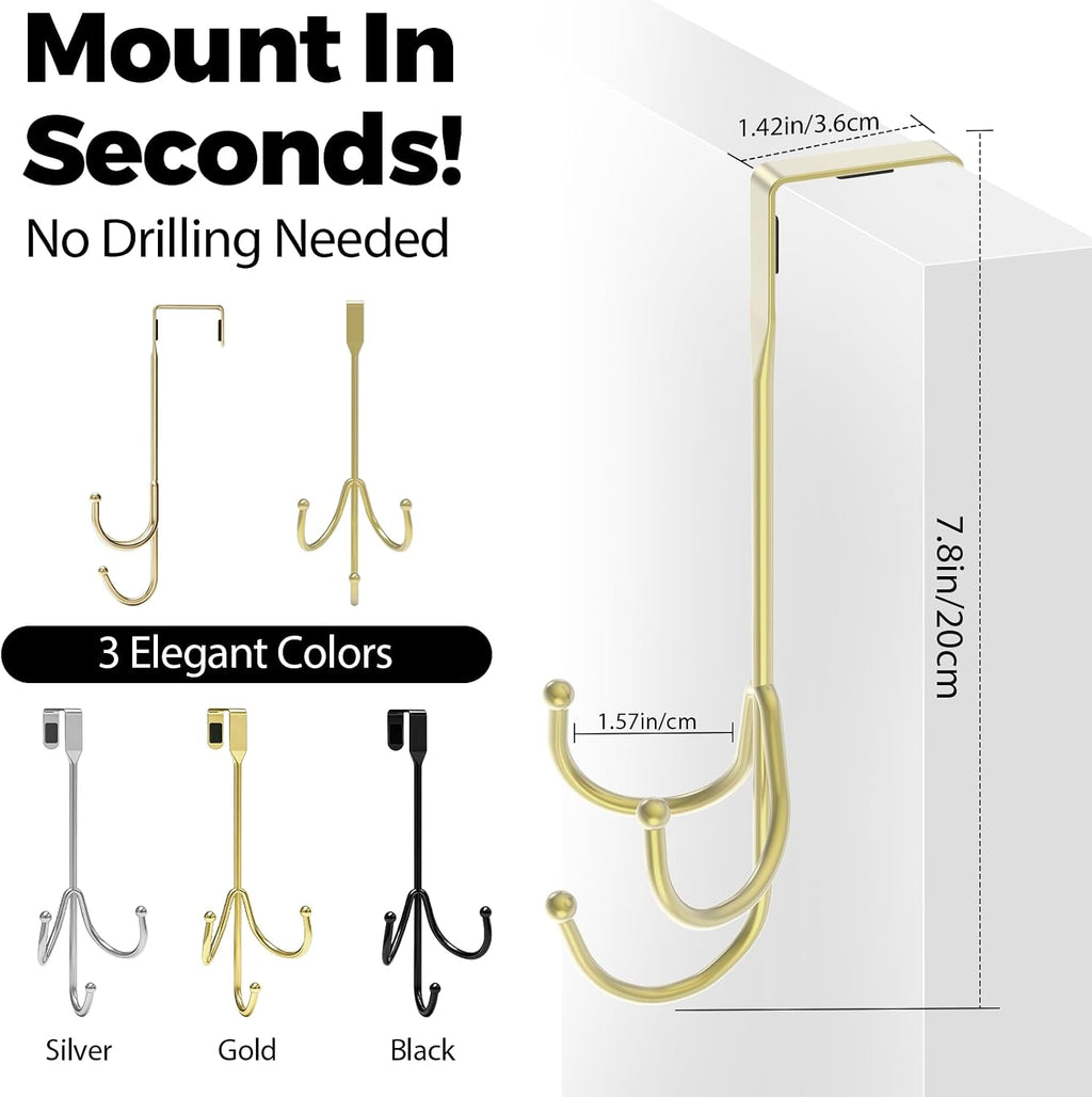 Over The Door Hooks Gold, Door Hooks for Hanging Towels, Coats