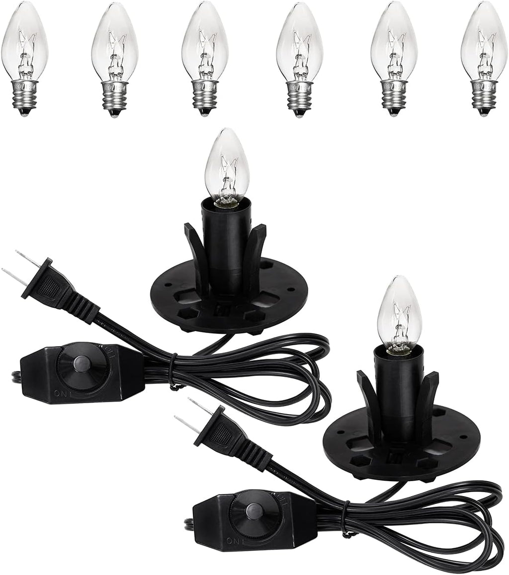 Himalayan Salt Lamp Cord Replacement with Dimmer Switch(2-Pack) and E12 Halogen Salt Lamp Bulbs(6-Pack)