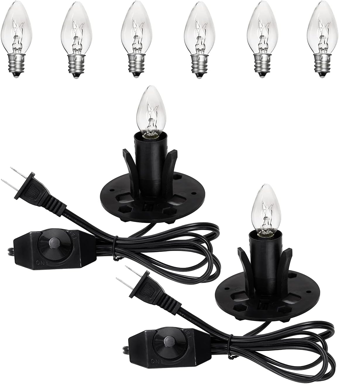 Himalayan Salt Lamp Cord Replacement with Dimmer Switch(2-Pack) and E12 Halogen Salt Lamp Bulbs(6-Pack)