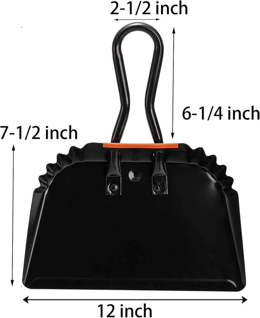TOPZEA 2 Pack Black Metal Dustpan, 12 Inch Heavy Duty Steel Handheld Dust Pan with Loop Handle, Wide Ash Scooper for Fireplace, Wood Stove, Garage, Shop, Industrial and Indoor Outdoor Commercial Use