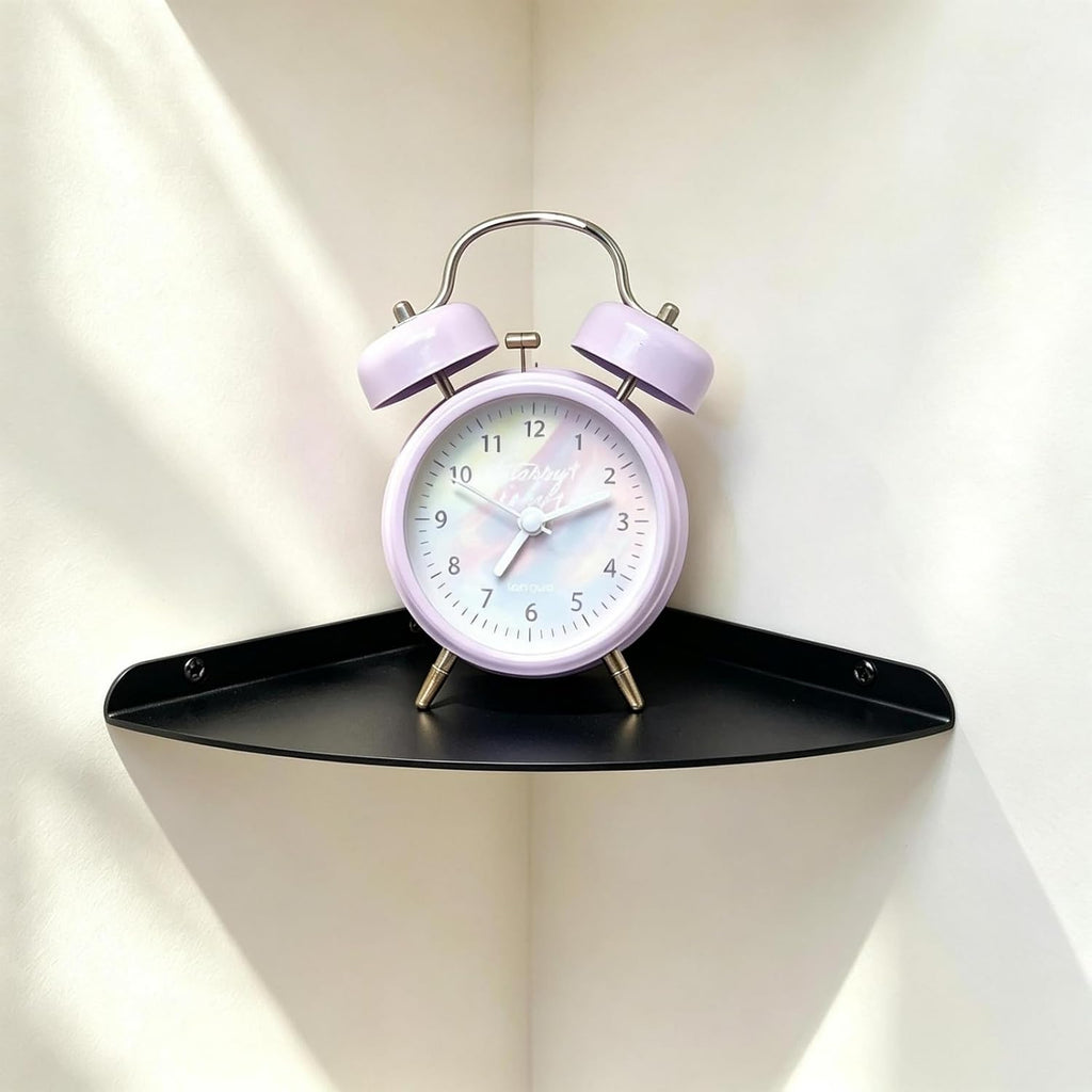 Small Tiny Metal Floating Corner Shelves, 7 x 7 x 0.6 Inches，1pcs, Black