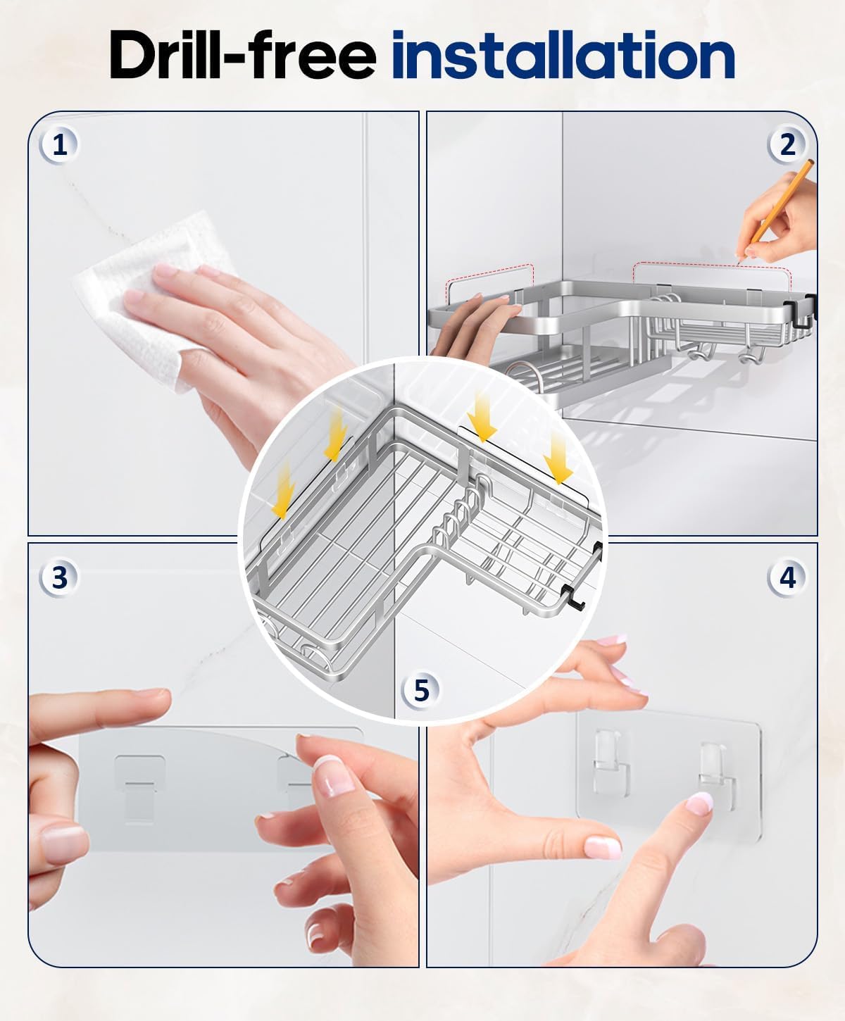 3 Pack Corner Shower Shelves, Rustproof Shower Organizer Caddy