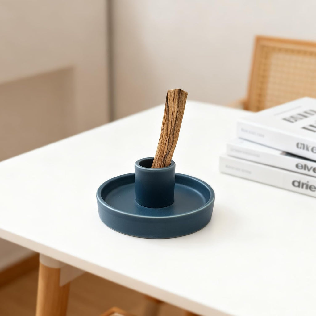 Palo Santo Holder, Ceramic Incense Stick Holder, Sage Holder for Yoga, Meditation, and Energy Cleansing, Unique Ceramic Incense Holder Gift for Palo Santo Sticks (Blue)