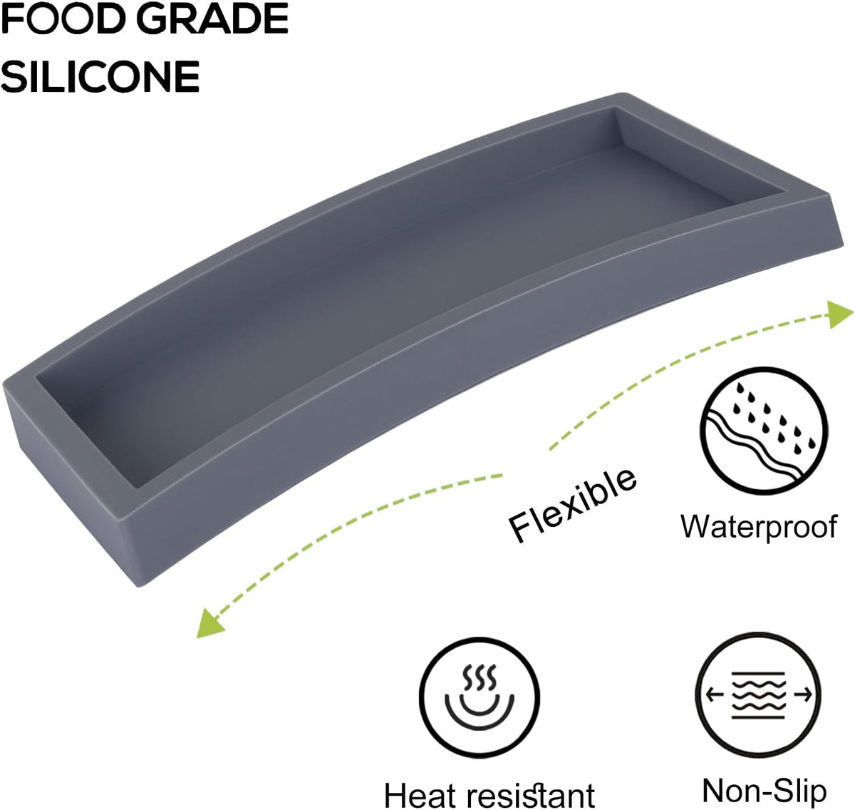 Silicone Bathroom Vanity Tray Dish Soap Holder Sink Organizer, Grey