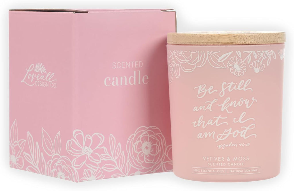 Christian Art Gifts Soy Wax Scented Candle: Be Still & Know Bible Verse