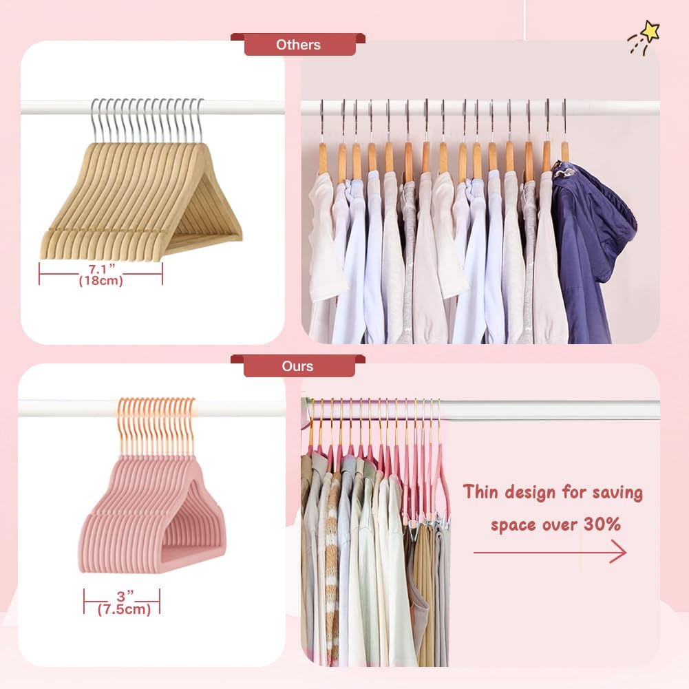 Stormix Baby Velvet Hangers 16 Pack Non-Slip Thin Space Saving