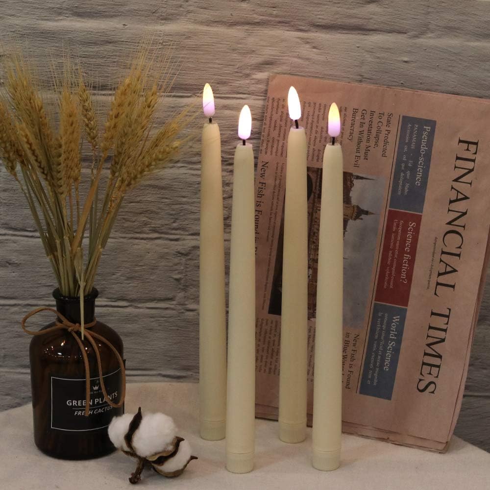 Wondise 11 Inch Flameless Flickering Taper Candles with Remote and Timer