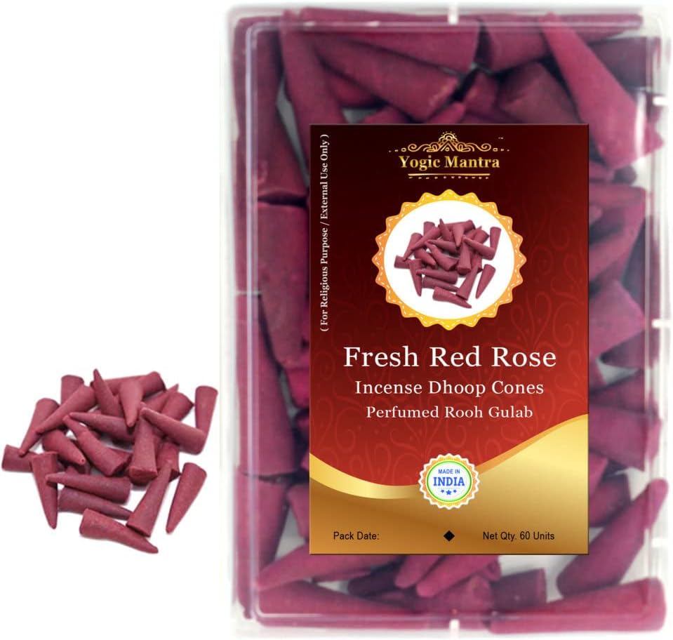 Rose Dhoop Incense Cones | 60 Pcs | 1.5" | Meditative Aromatic Fragrance