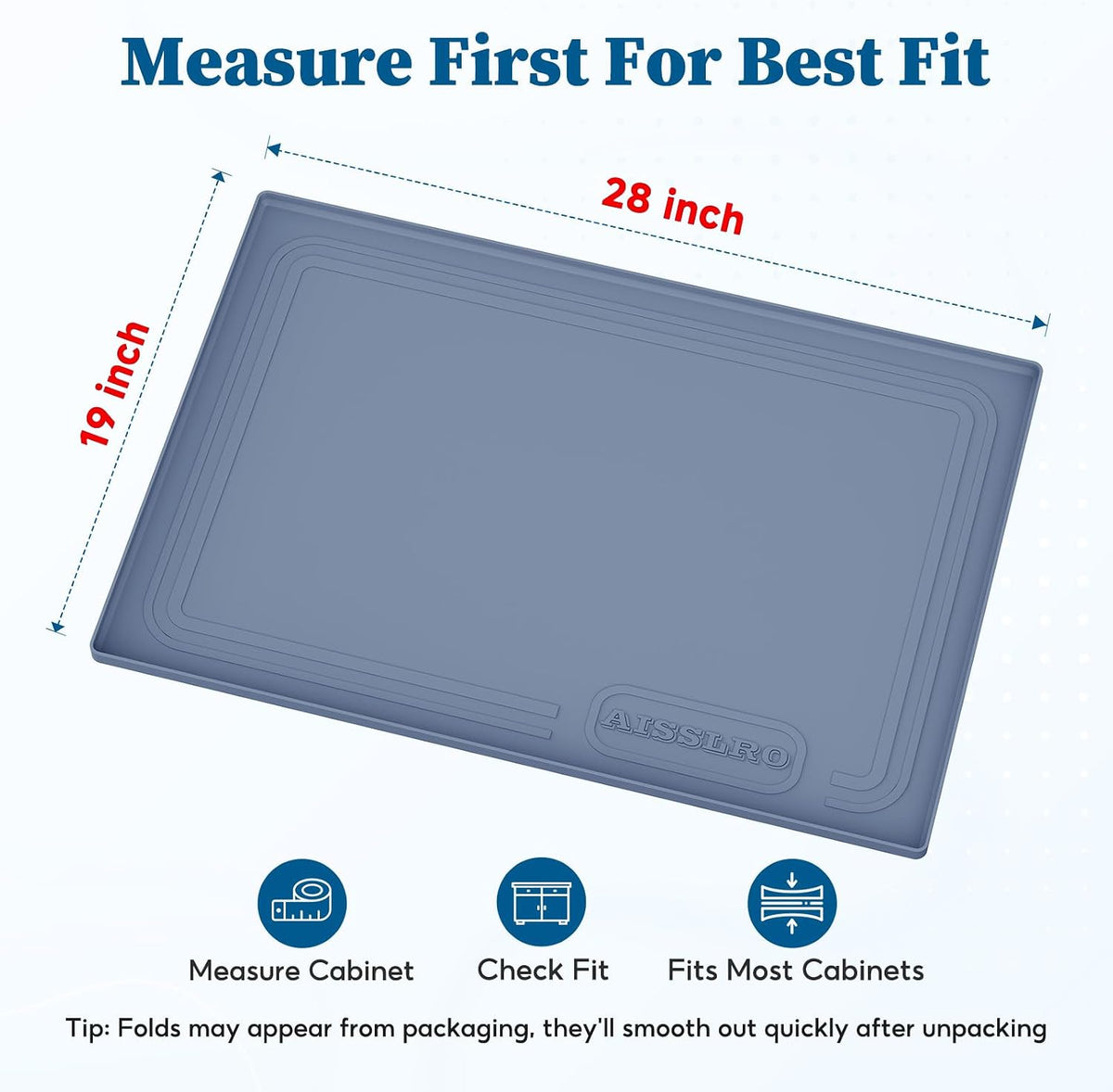 Waterproof Under Sink Mat 28"x19", Silicone Mat, Dark Blue