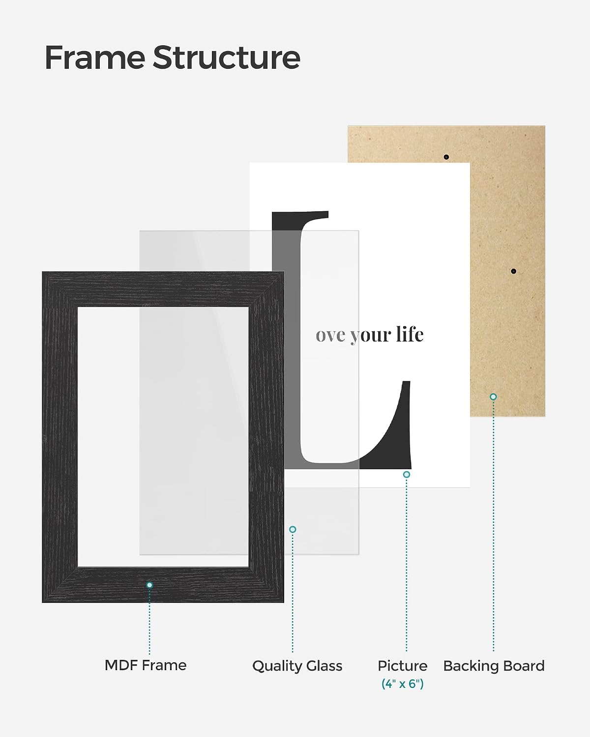 SONGMICS Collage Picture Frames, 4 x 6 for Wall Decor, Set of 12