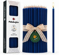 Petekoğlu 40 Pieces Pure Beeswax Candles - No-Drip, Smoke-Less, Tall, Thin Taper Decorative Candles for Church Prayer, Decor or Birthday Candles – Honey Scented Candles – 7.9”x0.26” (Deep Blue)