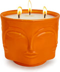 Strong Pumpkin 3 Wick Orange Large Candle, 20oz, Ceramic, Outdoor Scented Candles, 100% Soy, for Home Scented, Yoga, Meditation, Patio, Table Decor, Beautiful Candle Jars