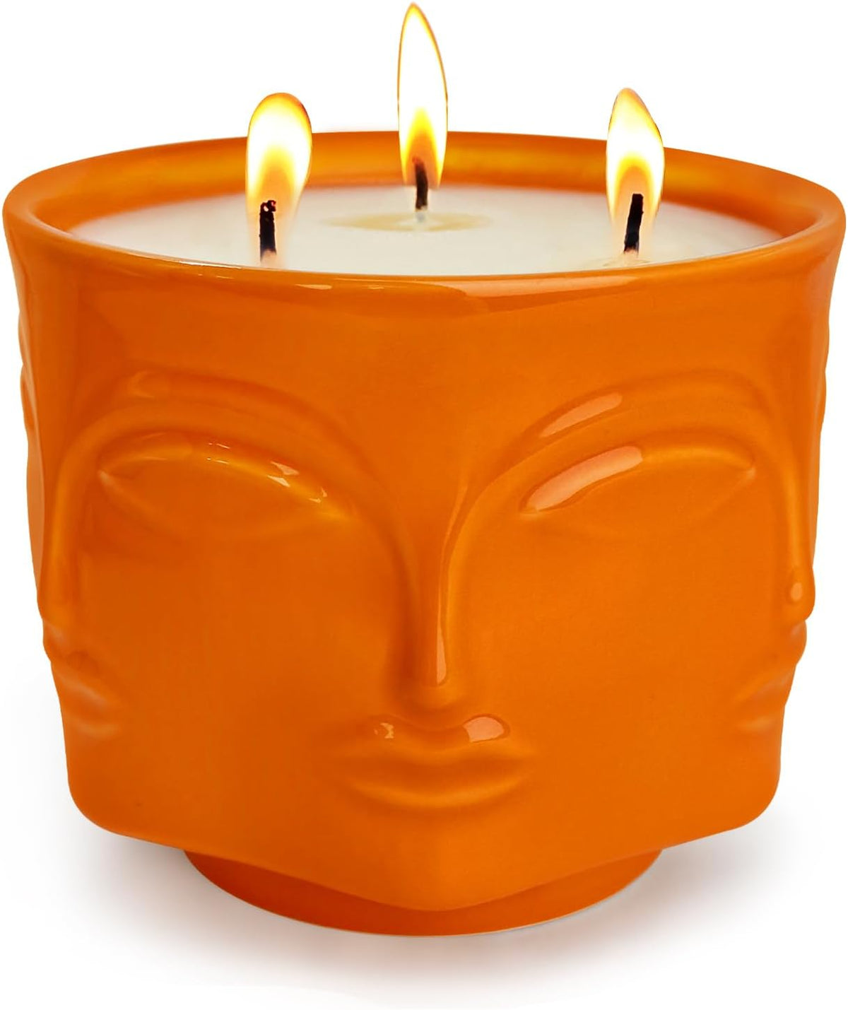 Strong Pumpkin 3 Wick Orange Large Candle, 20oz, Ceramic, Outdoor Scented Candles, 100% Soy, for Home Scented, Yoga, Meditation, Patio, Table Decor, Beautiful Candle Jars