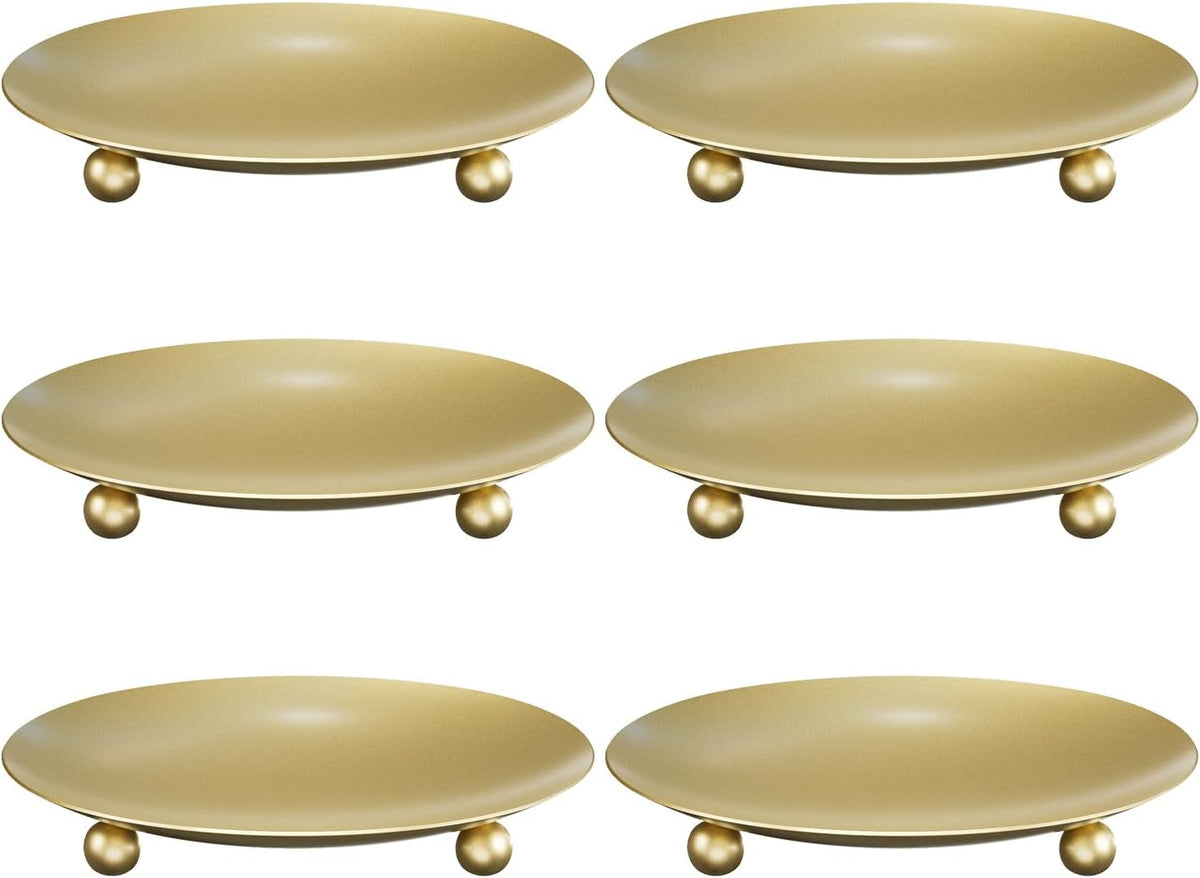 Apsways 6 Pcs Gold Pillar Candle Holders for Dinner Party, Wedding