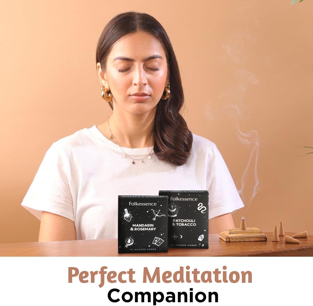 Folkulture Premium Incense Cones Patchouli & Tobacco- Set of 2 (20 Cones)