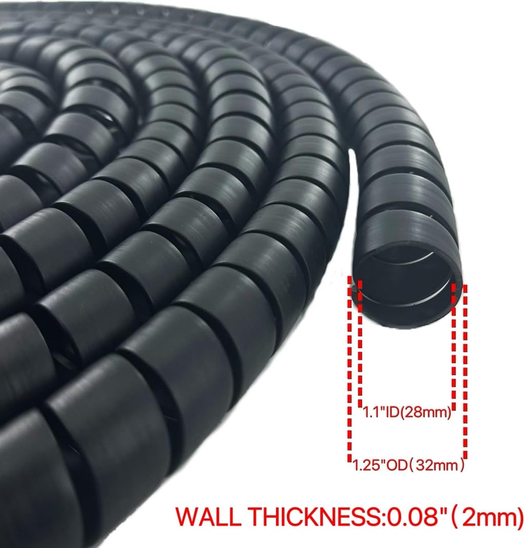 Spiral Wrap Hose Cable Protector - 1.25" OD x 20' Pre-Cut Lengths-Safe Hose Protector to Avoid Wear and Extend Life for Hydraulic Pneumatic Hoses