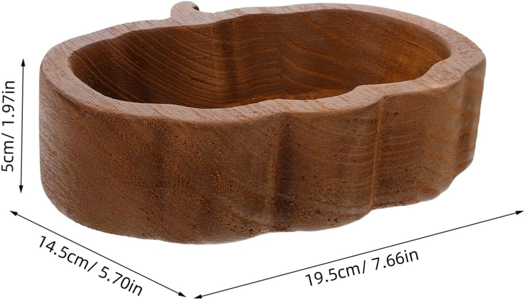 SHOWERORO Pumpkin Shaped Wooden Bowl Compact Food Container for Salad Fruits Desserts Deep for Kitchen Counter Fall Decorations