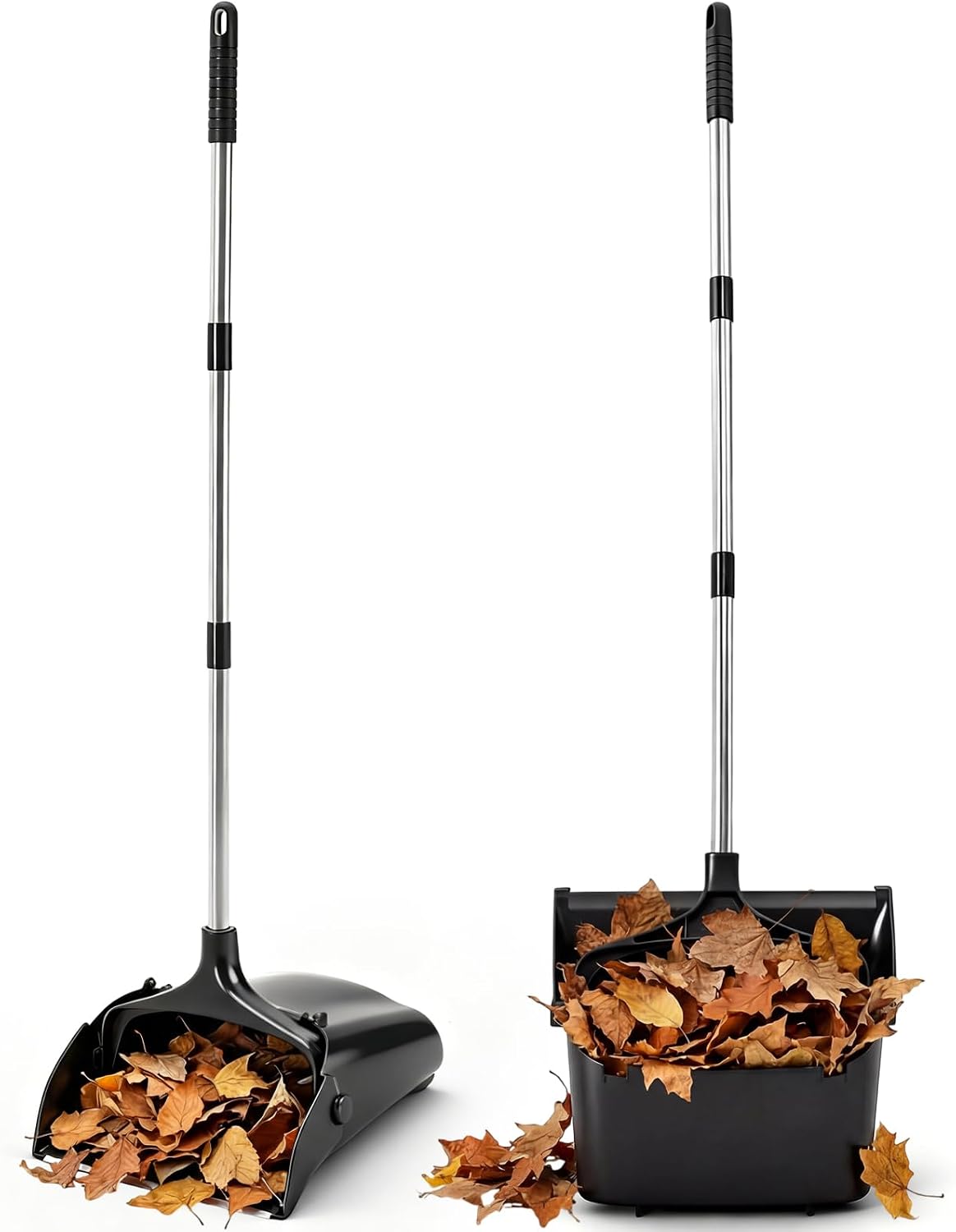 Maxcheck 2 Pcs 37'' Upright Lobby Dust Pan Plastic Bulk, Black