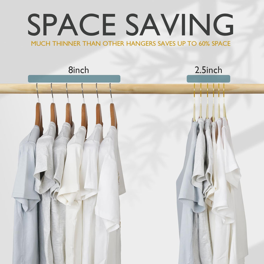 ManGotree Velvet Coat Hangers with 360° Swivel Gold Hook 36 Pack Beige