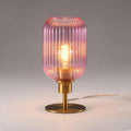Mid Century Glass Table Lamp, Timer Build-In, Dimmable Desk Lamp, Pink