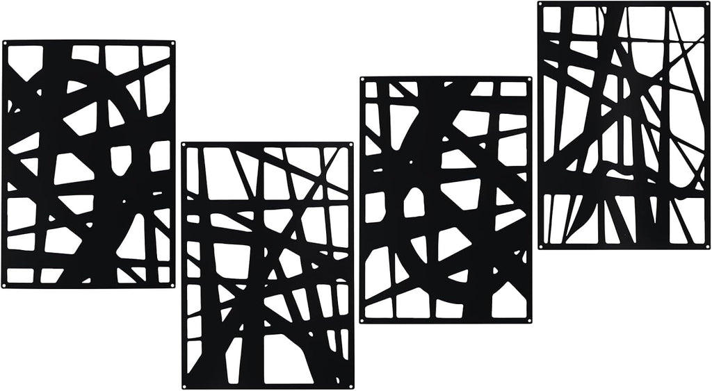 Bdor Black Metal Wall Art Panels Set of 4 Modern Geometric Wall Decor