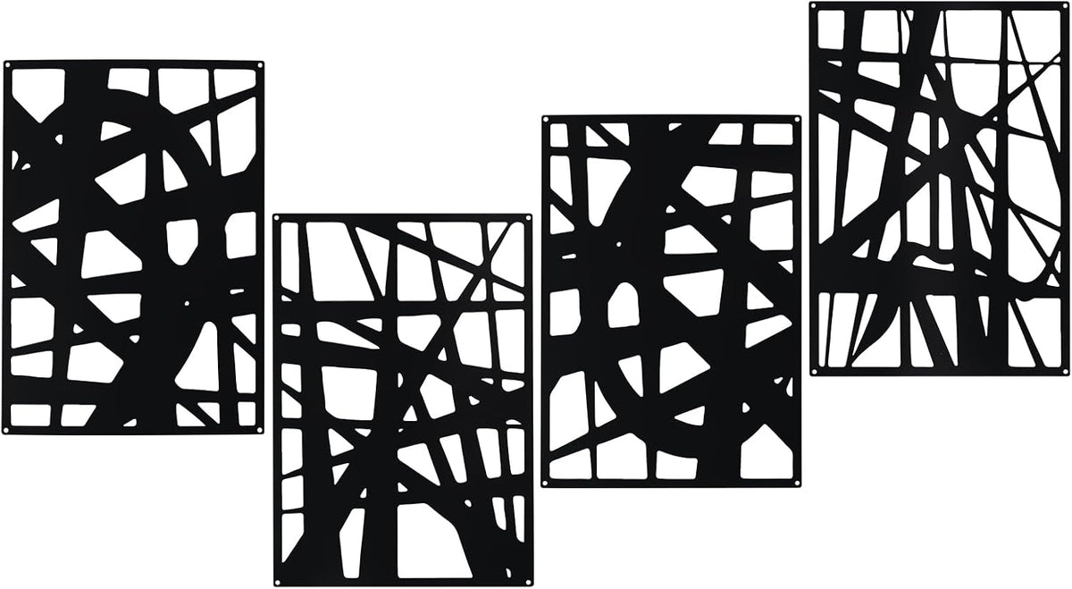 Bdor Black Metal Wall Art Panels Set of 4 Modern Geometric Wall Decor
