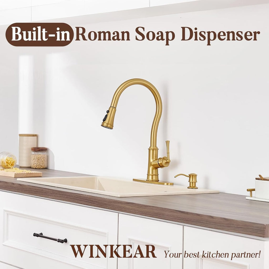 Built in Soap Dispenser for Kitchen Sink Countertop, Brass, Gold