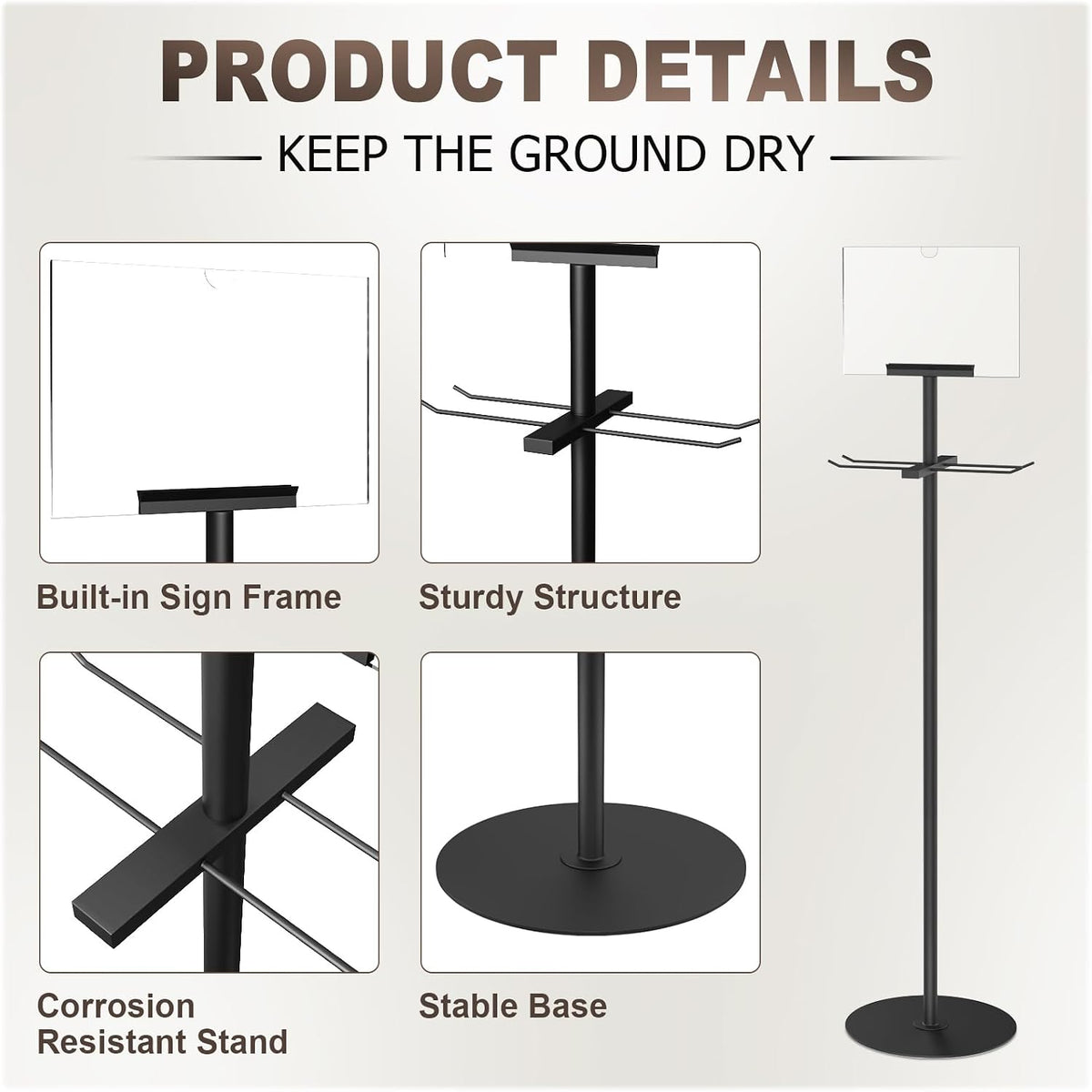 Umbrella Bag Stand with Sign Frame - with 200 Wet Umbrella Bags Disposable