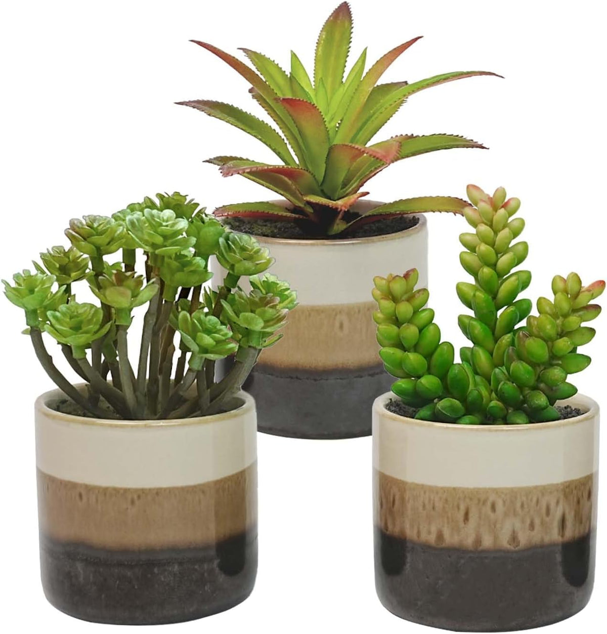 Succulents Plants Artificial, Set of 3 Faux Succulents
