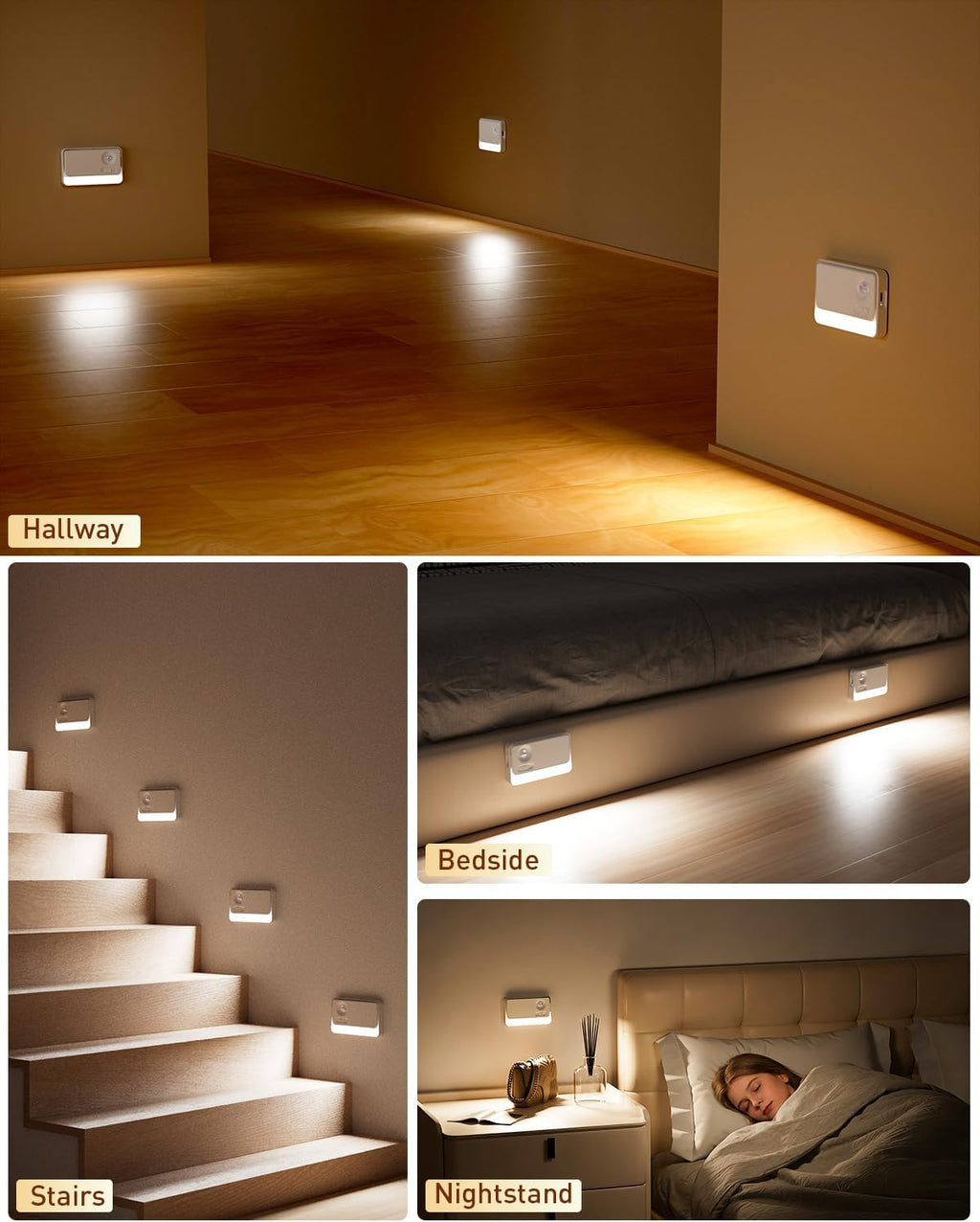 Diomart Sync LED Stair Lights Indoor, Motion Sensor Night Lights, 3Pack