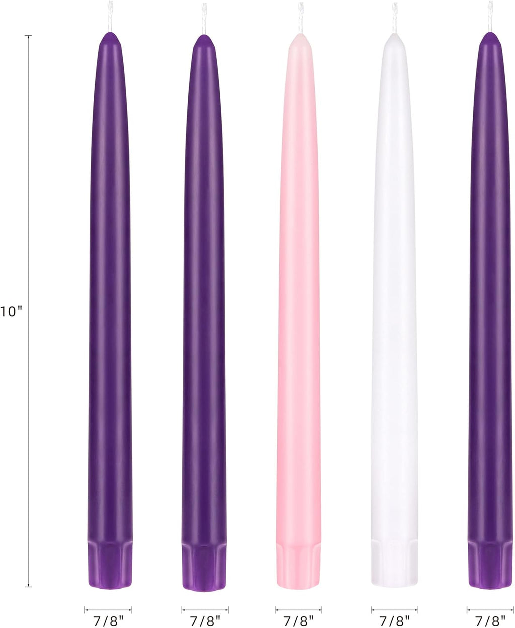 Mega Candles Unscented Christmas Advent Taper Candle Set 5 ct 10" x 7/8"