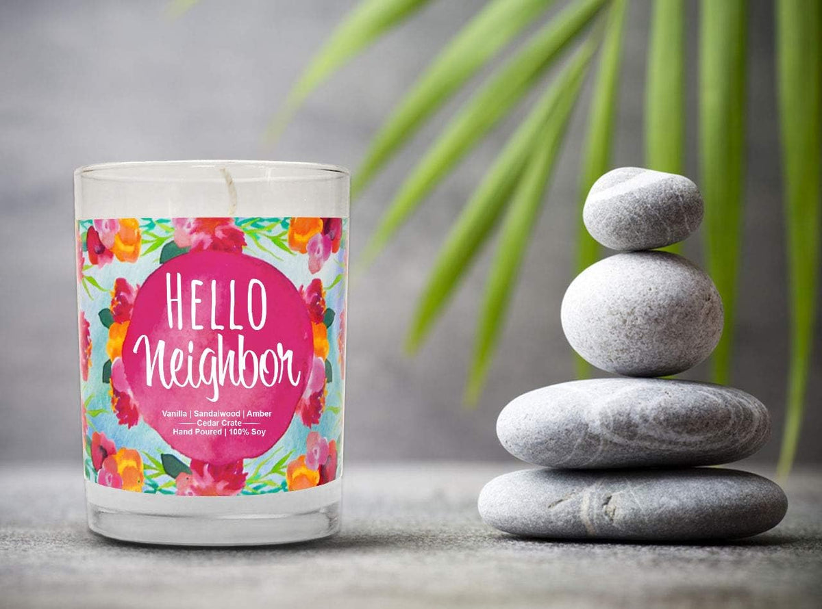 Hello Neighbor - Housewarming Gifts New Home - House Warming Candle for Women, Men, Couples, Apartment, Decor Ideas, Welcome, Hostess, Handmade in USA