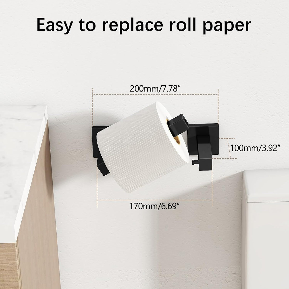 FEILERN Toilet Paper Holder Matte Black, 2 Pack Wall Mount for Bathroom