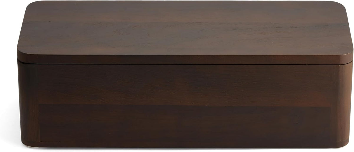 Cable Management Box – Power Strip Organizer – Desk Cord Organizer to Hide Wires & Chargers – Cable Storage Box for Home, Office Desk & Floor Cable Organization (Dark Walnut)