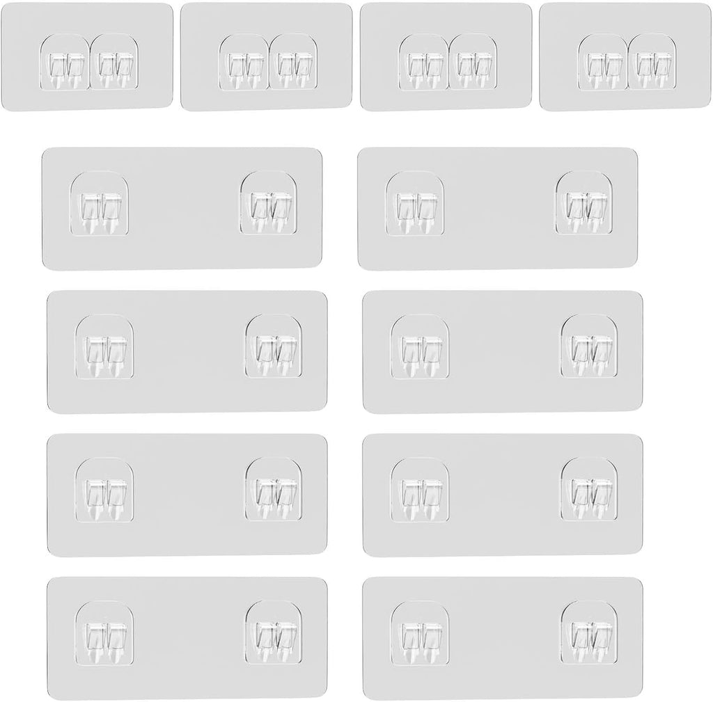 12 Pack Shower Caddy Adhesive Replacement, Shower Adhesive Strips, Waterproof Adhesive Hooks, Strong Sticker, No Drilling, for Bathroom Shelf and Kitchen Racks