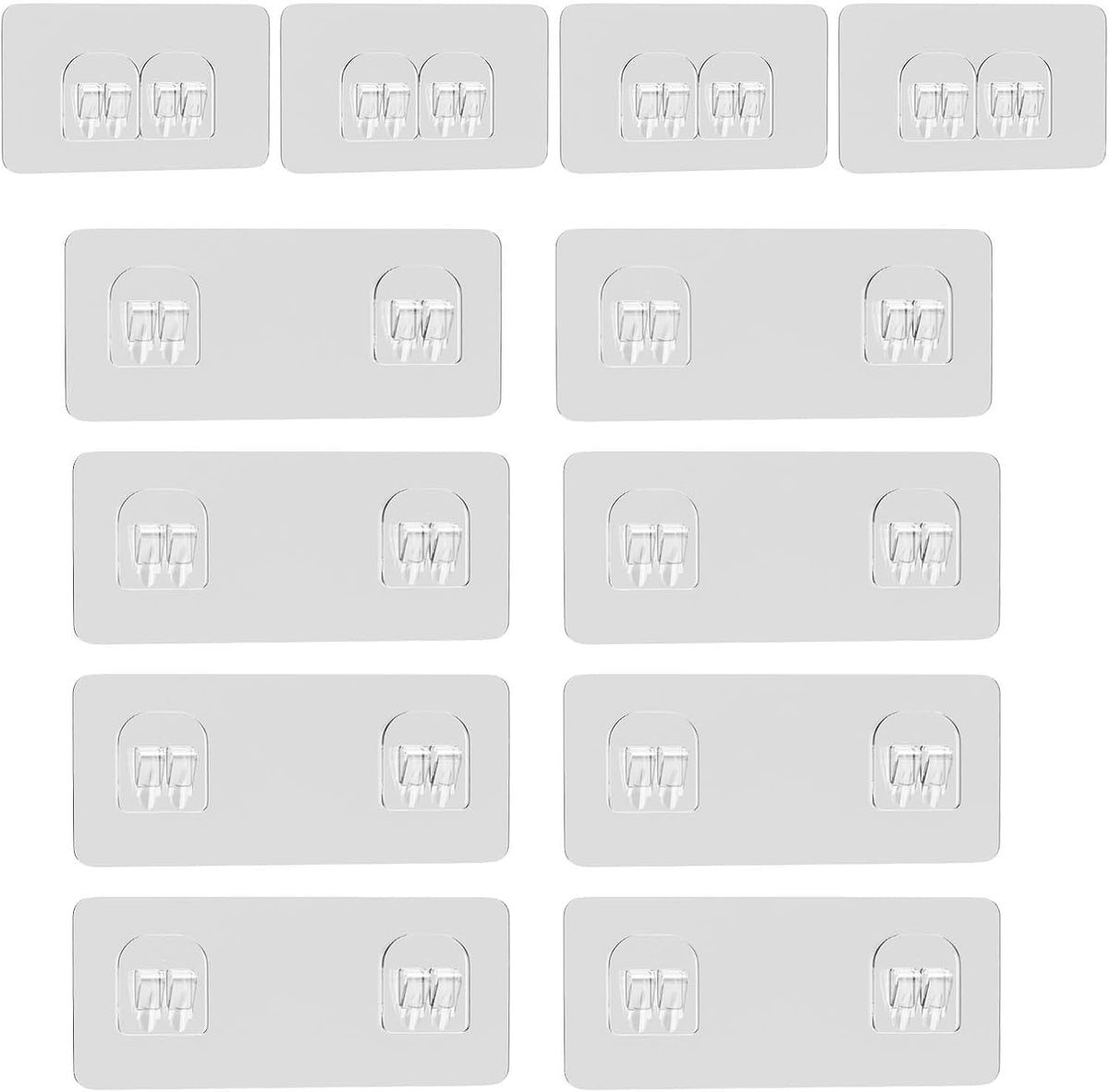 12 Pack Shower Caddy Adhesive Replacement, Shower Adhesive Strips, Waterproof Adhesive Hooks, Strong Sticker, No Drilling, for Bathroom Shelf and Kitchen Racks