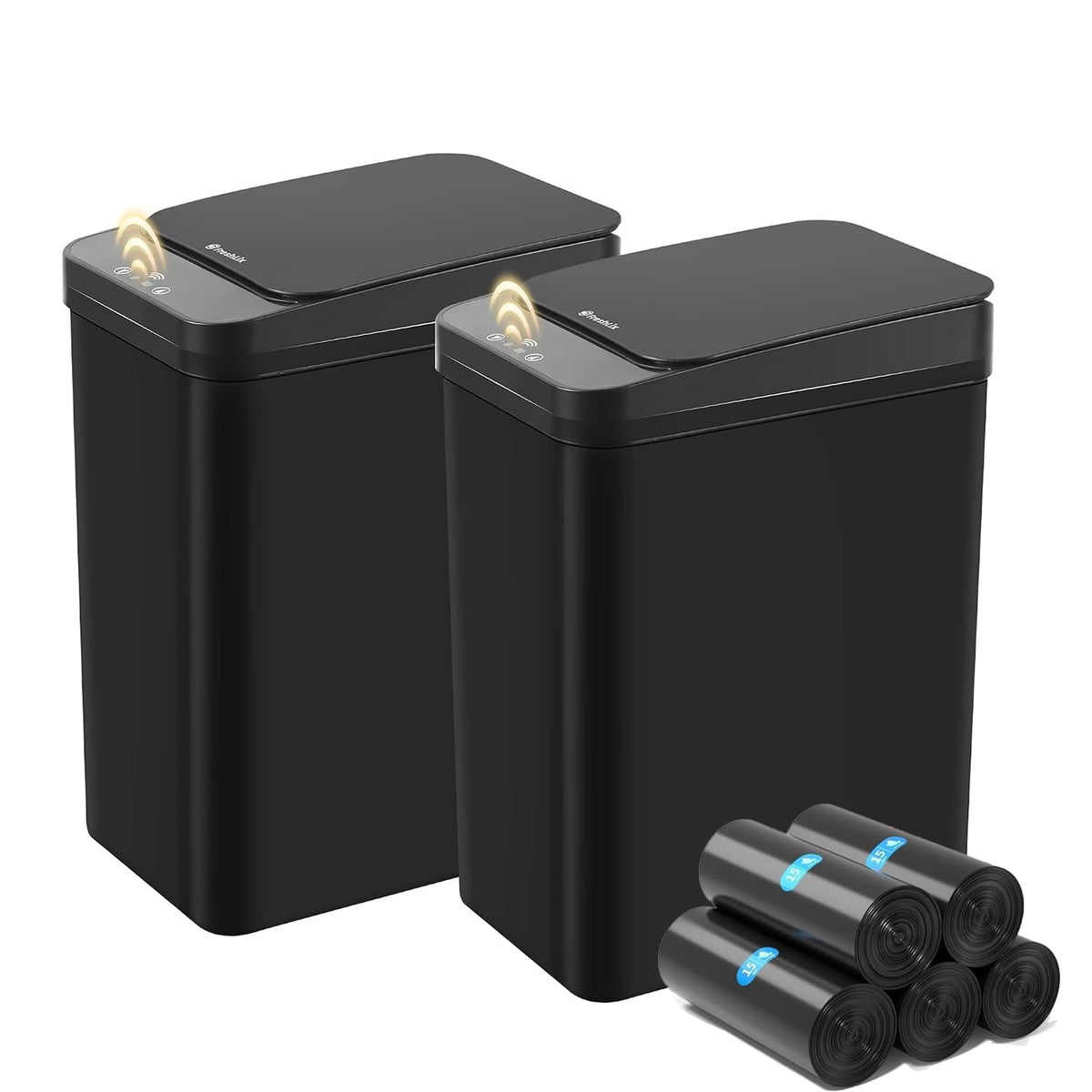 FRESHLIX 2 Pack Automatic Bathroom Trash Can 2.5 Gallon Smart Touchless Motion Sensor Trash Can with Lid Electric Waterproof Narrow Small Garbage Bin