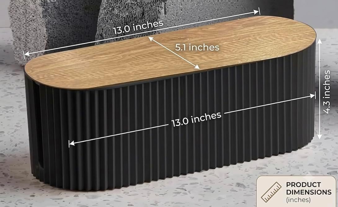 Cable Box Organizer - Bamboo Cable Management Box (13 x 5.12 x 4.3 in), Cord Hider Box for Power Strips and Desk Wire Management, Decorative Cable Organizer Box for Home and Office